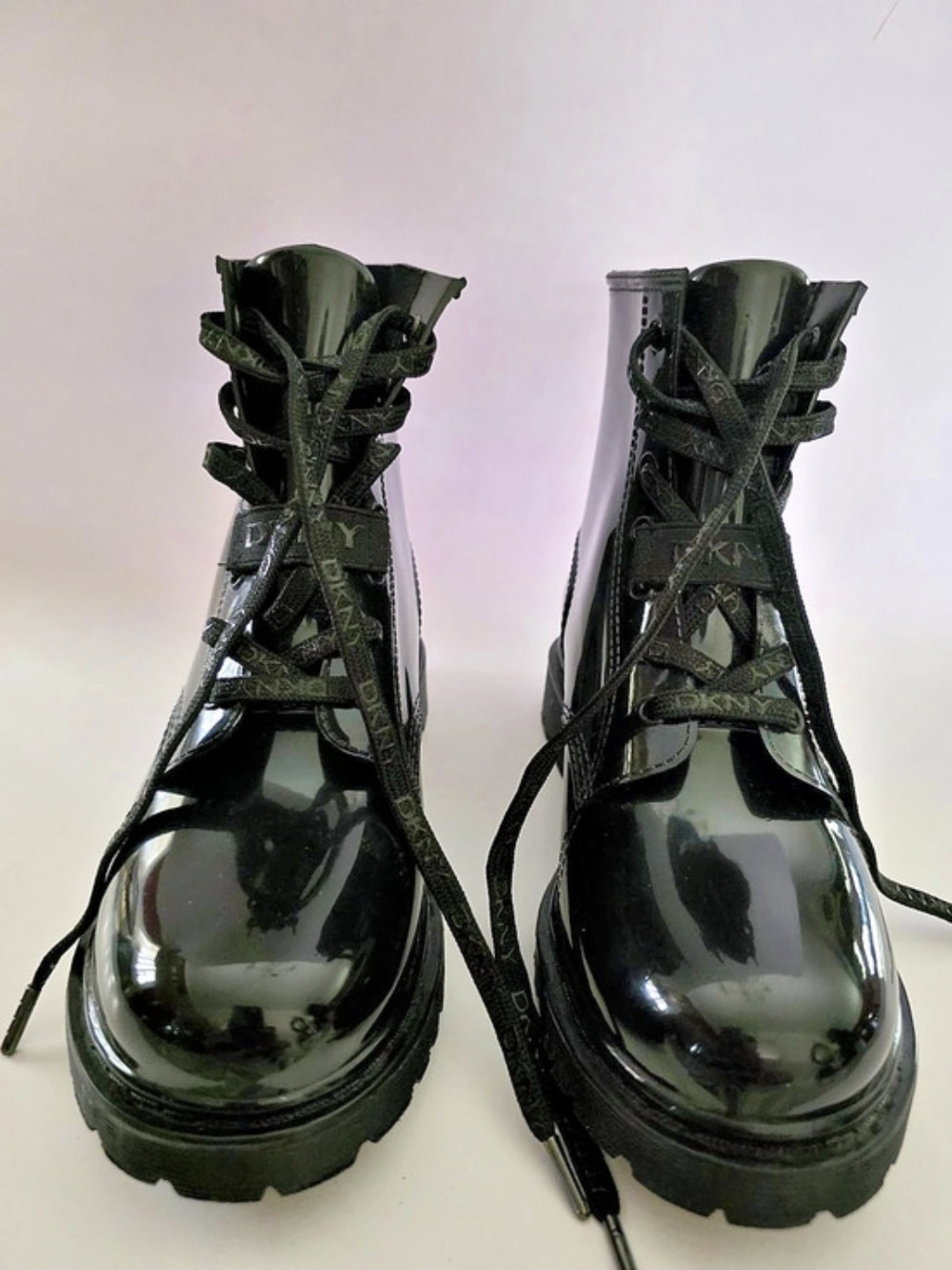DKNY Rommily Lace-Up Combat Boots Black